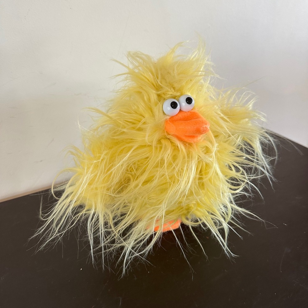 Dan Dee Collectors Choice Yellow Shaggy Faux Fur Bird Plush Googly Eyes TESTED